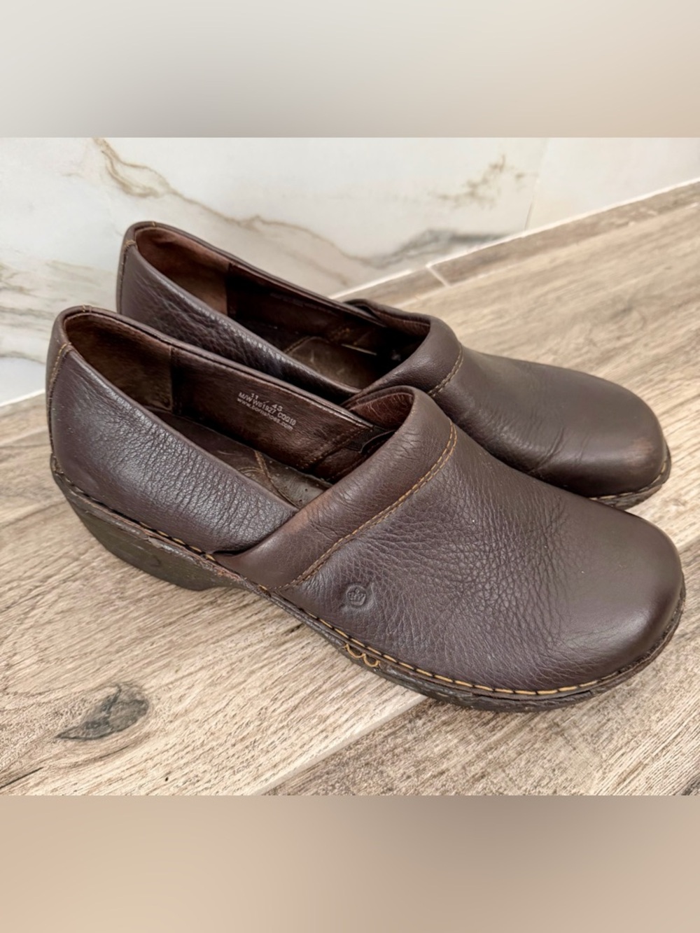 Born Boc Concept Women’s Slip-On Leather Clog Brown Good Condition Sz 11